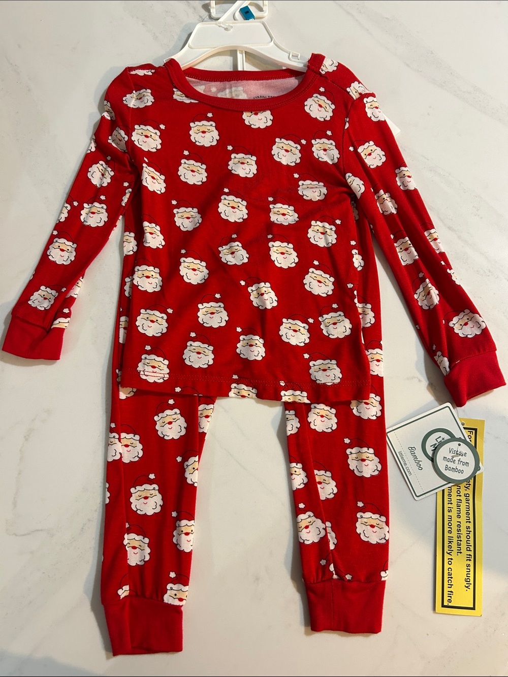 Little Me Red Santa Face Pajama Set - Long Sleeve Top & Pants